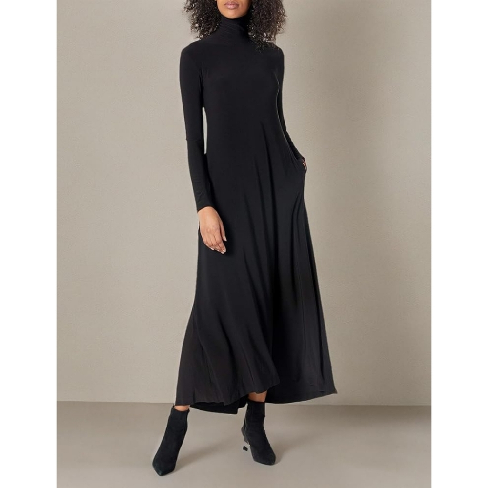 Norma Kamali Black Long Sleeve Turtleneck Dress Size XS/34 - Picture 1 of 7